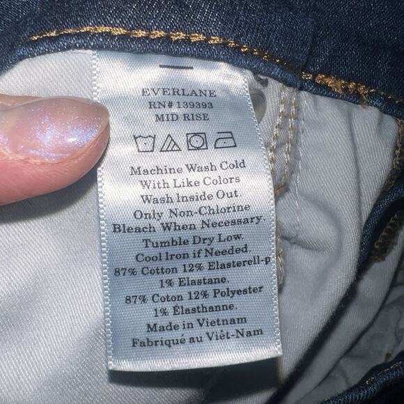 Everlane Jeans Women’s Size 31 Regular Blue Denim Mid Rise Slim Leg Raw Hem Pant - Picture 11 of 16